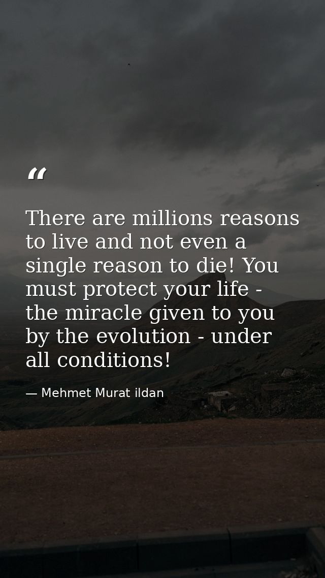 There are millions reasons to live and not even a single reason to die! You must protect your life - the miracle given t — Mehmet Murat ildan