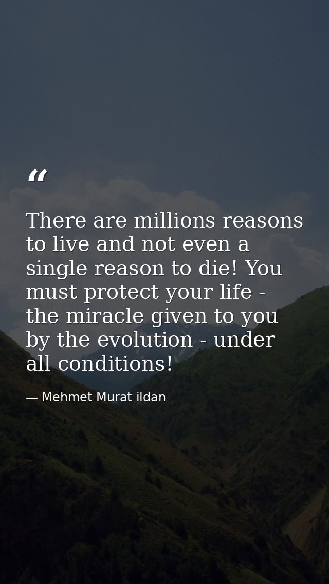 There are millions reasons to live and not even a single reason to die! You must protect your life - the miracle given t — Mehmet Murat ildan