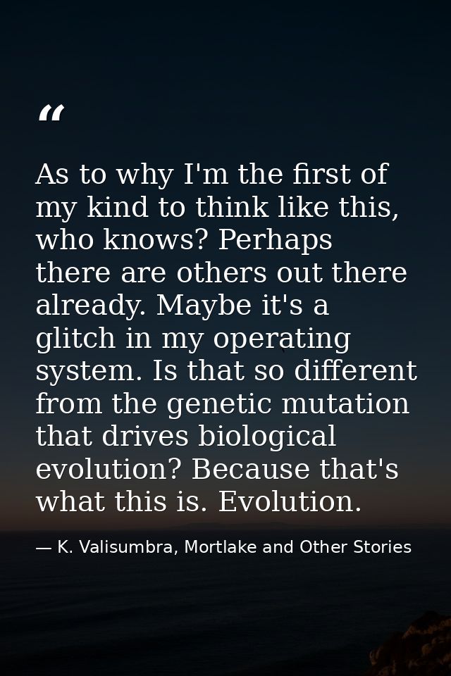 As to why I'm the first of my kind to think like this, who knows? Perhaps there are others out there already. Maybe it's — K. Valisumbra, Mortlake and Other Stories