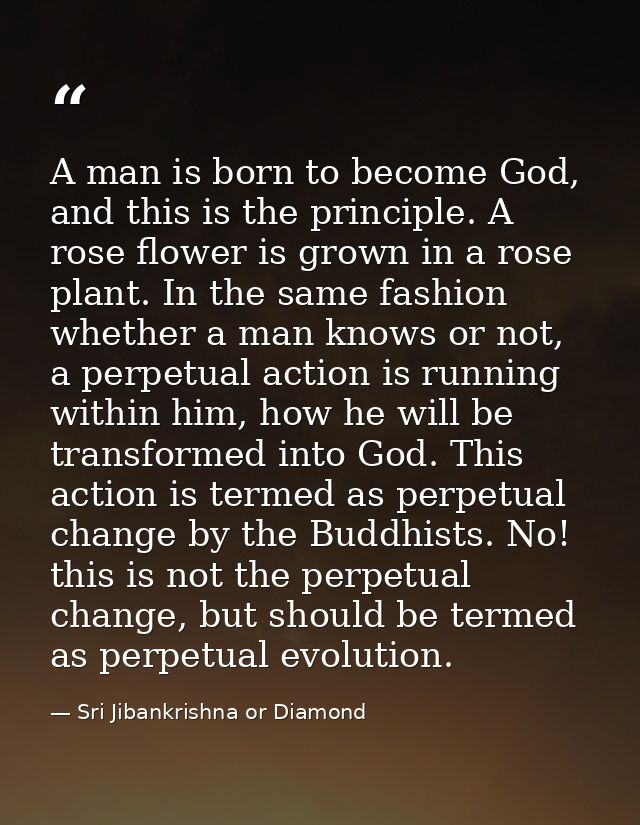 A man is born to become God, and this is the principle. A rose flower is grown in a rose plant. In the same fashion whet — Sri Jibankrishna or Diamond
