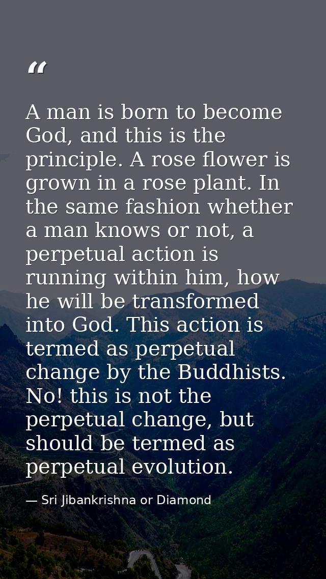 A man is born to become God, and this is the principle. A rose flower is grown in a rose plant. In the same fashion whet — Sri Jibankrishna or Diamond