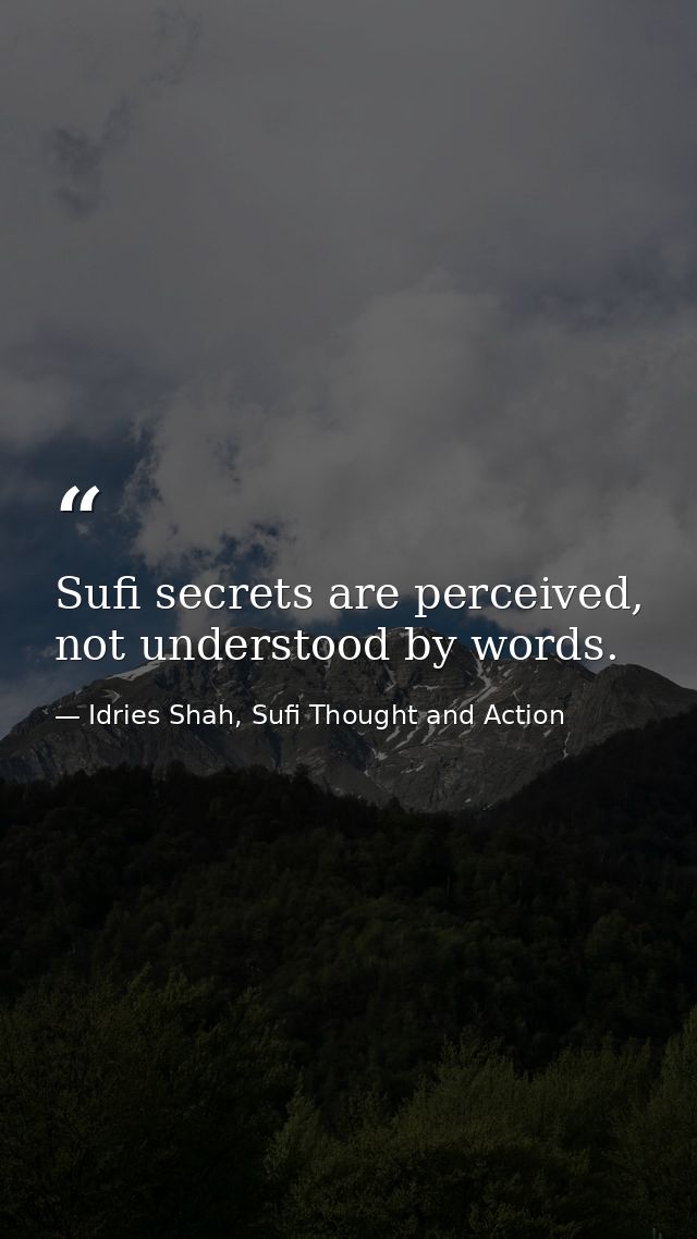 Sufi secrets are perceived, not understood by words. — Idries Shah, Sufi Thought and Action