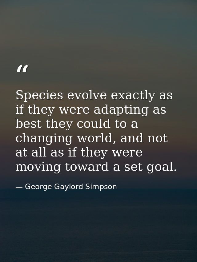 Species evolve exactly as if they were adapting as best they could to a changing world, and not at all as if they were m — George Gaylord Simpson