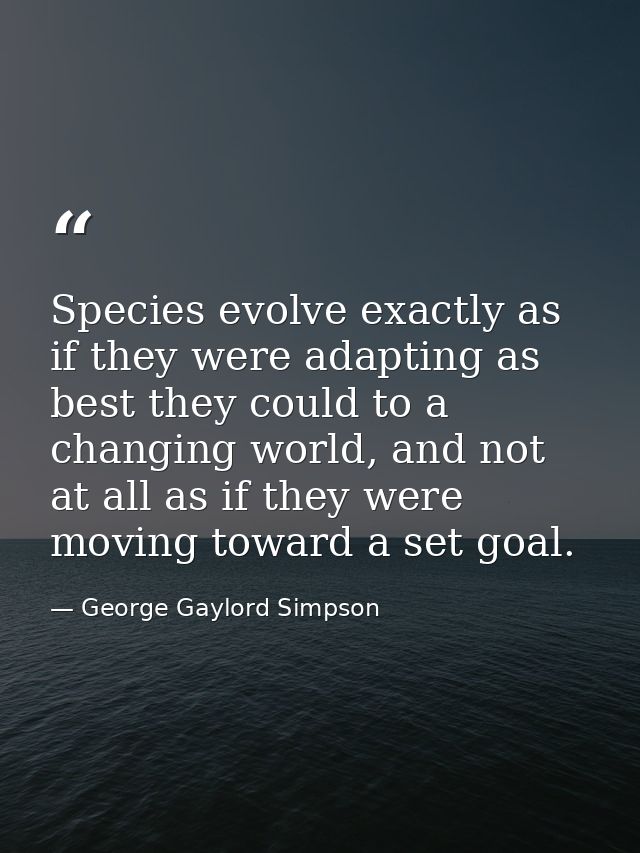 Species evolve exactly as if they were adapting as best they could to a changing world, and not at all as if they were m — George Gaylord Simpson