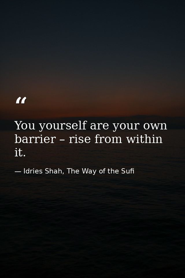 You yourself are your own barrier – rise from within it. — Idries Shah, The Way of the Sufi
