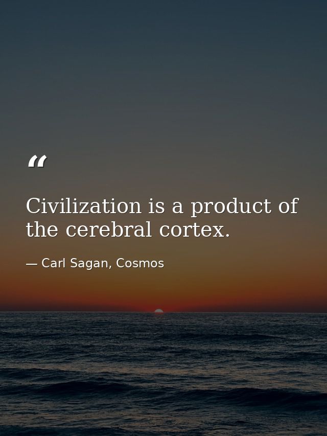 Civilization is a product of the cerebral cortex. — Carl Sagan, Cosmos