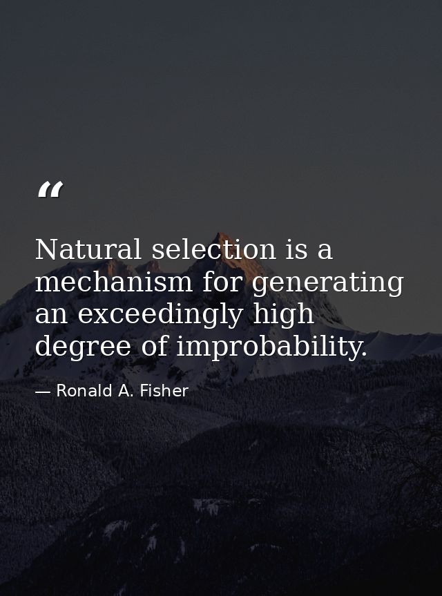 Natural selection is a mechanism for generating an exceedingly high degree of improbability. — Ronald A. Fisher