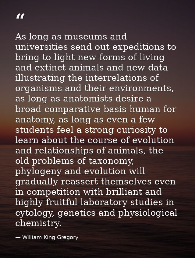 As long as museums and universities send out expeditions to bring to light new forms of living and extinct animals and n — William King Gregory