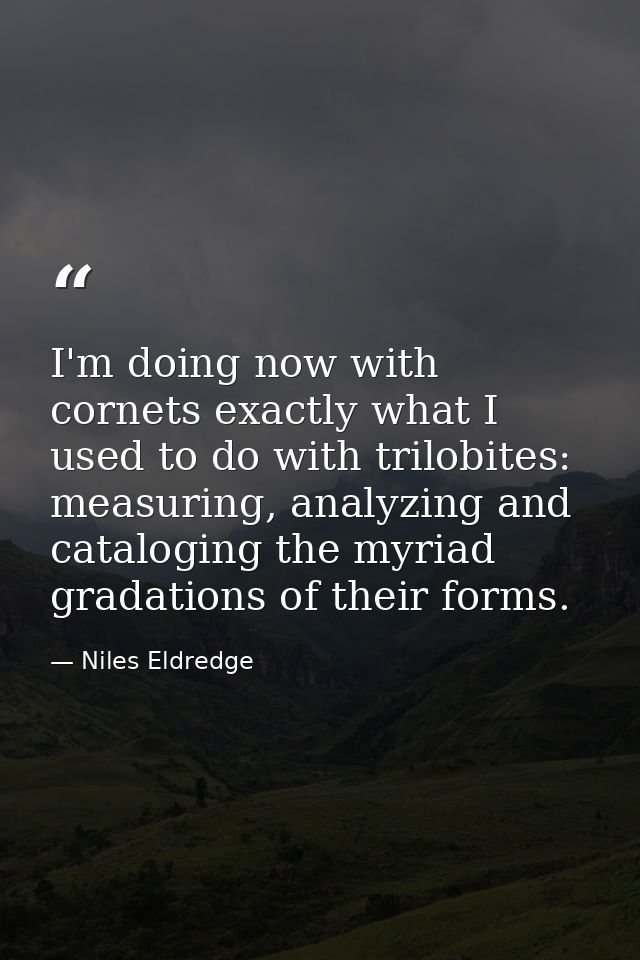 I'm doing now with cornets exactly what I used to do with trilobites: measuring, analyzing and cataloging the myriad gra — Niles Eldredge
