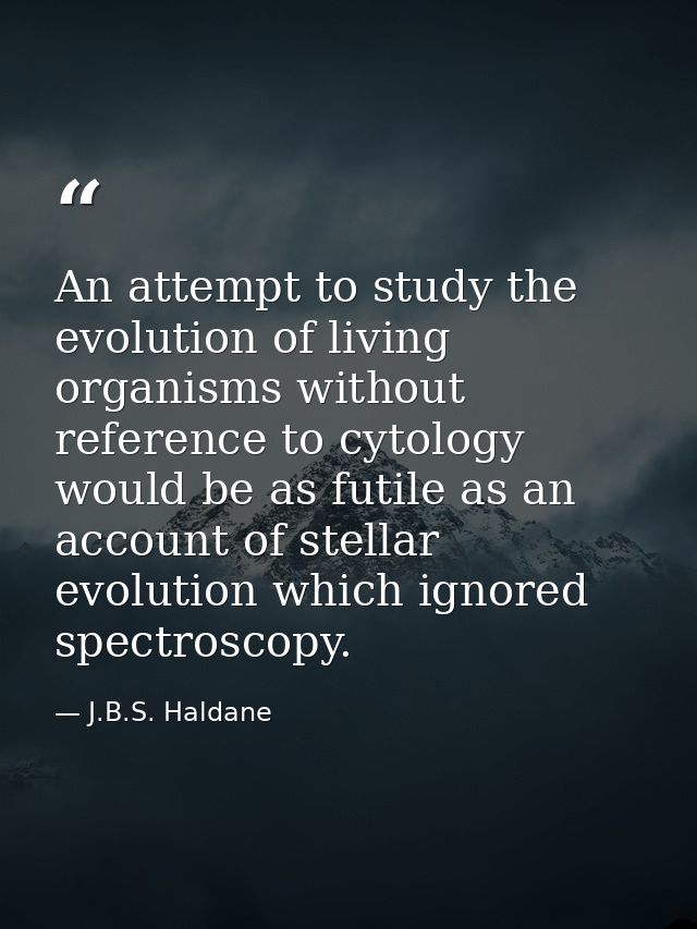 An attempt to study the evolution of living organisms without reference to cytology would be as futile as an account of  — J.B.S. Haldane
