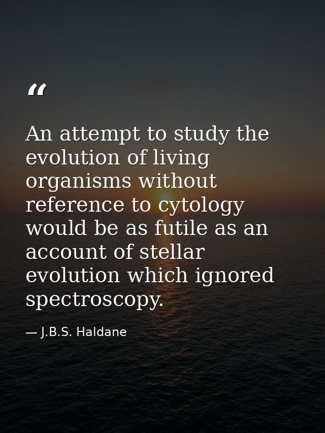 An attempt to study the evolution of living organisms without reference to cytology would be as futile as an account of  — J.B.S. Haldane