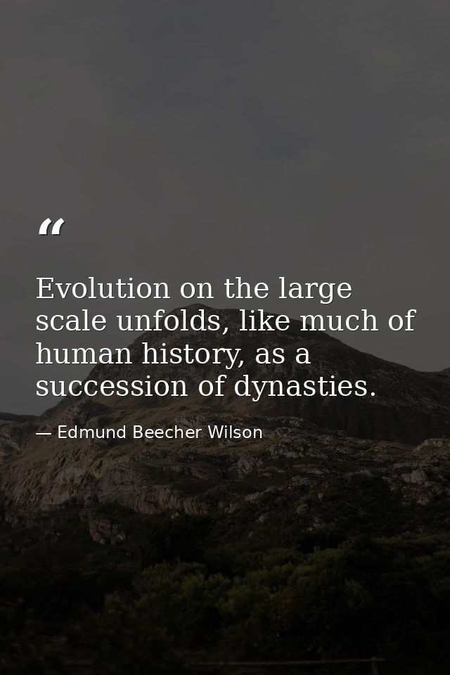Evolution on the large scale unfolds, like much of human history, as a succession of dynasties. — Edmund Beecher Wilson