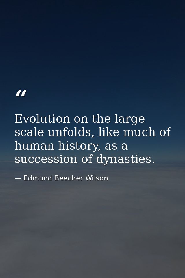 Evolution on the large scale unfolds, like much of human history, as a succession of dynasties. — Edmund Beecher Wilson