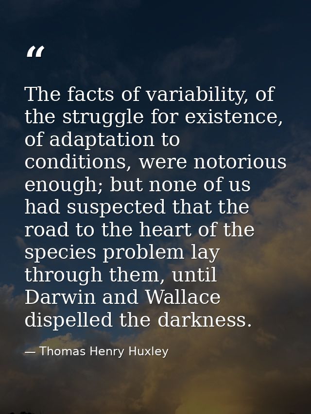 The facts of variability, of the struggle for existence, of adaptation to conditions, were notorious enough; but none of — Thomas Henry Huxley