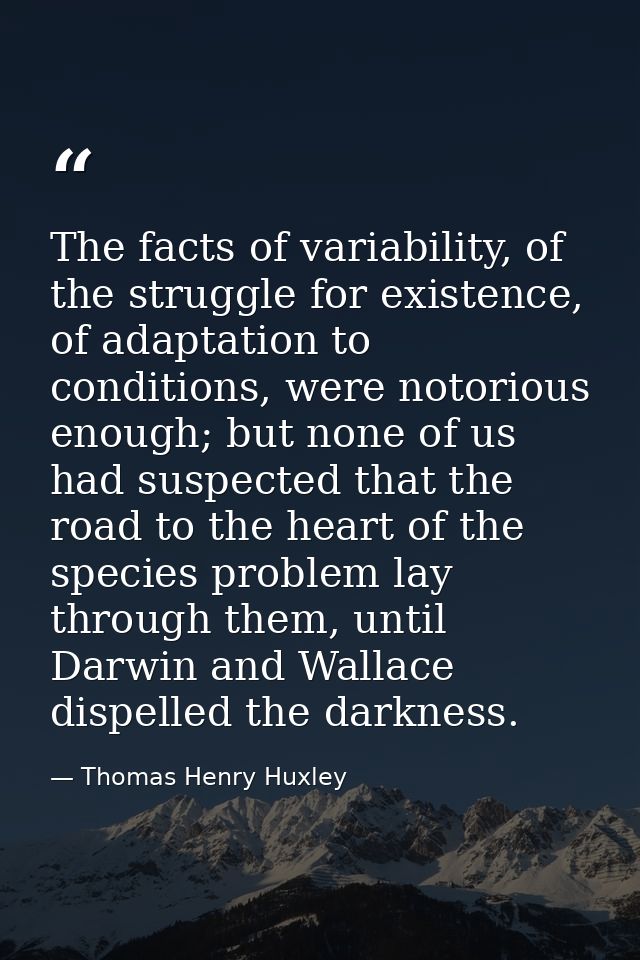 The facts of variability, of the struggle for existence, of adaptation to conditions, were notorious enough; but none of — Thomas Henry Huxley