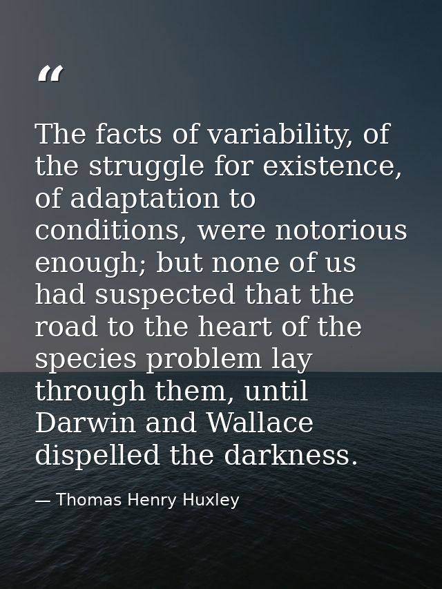 The facts of variability, of the struggle for existence, of adaptation to conditions, were notorious enough; but none of — Thomas Henry Huxley