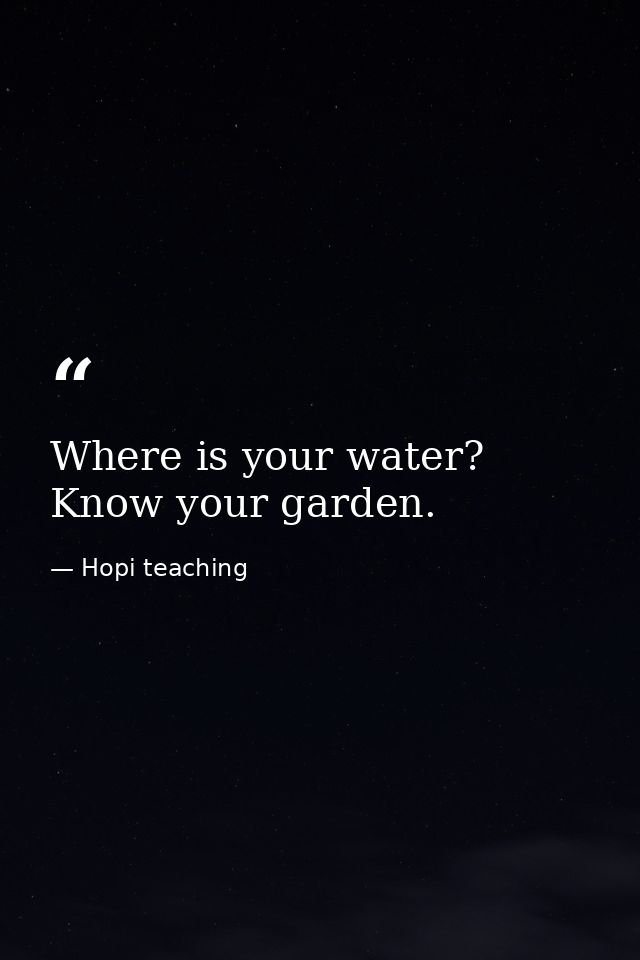 Where is your water? Know your garden. — Hopi teaching