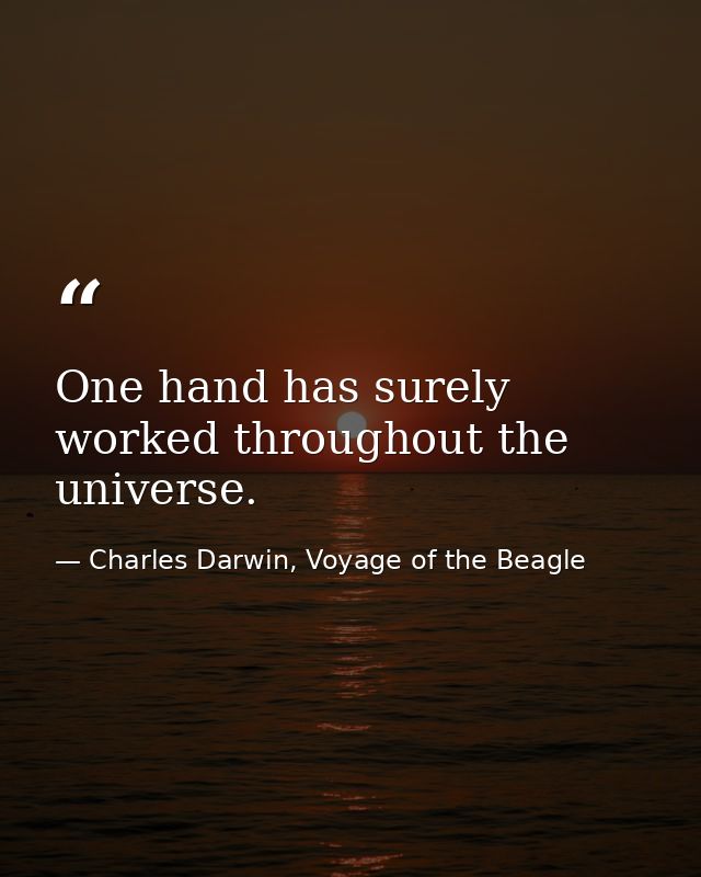 One hand has surely worked throughout the universe. — Charles Darwin, Voyage of the Beagle