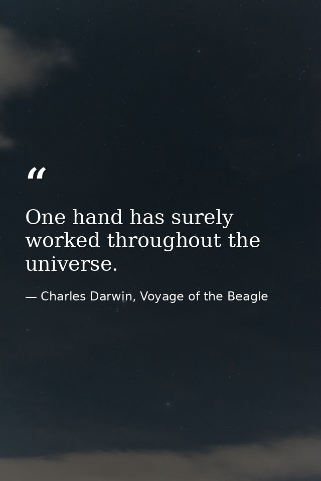 One hand has surely worked throughout the universe. — Charles Darwin, Voyage of the Beagle