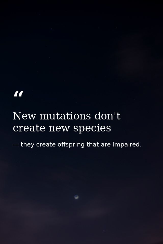 New mutations don't create new species — they create offspring that are impaired.