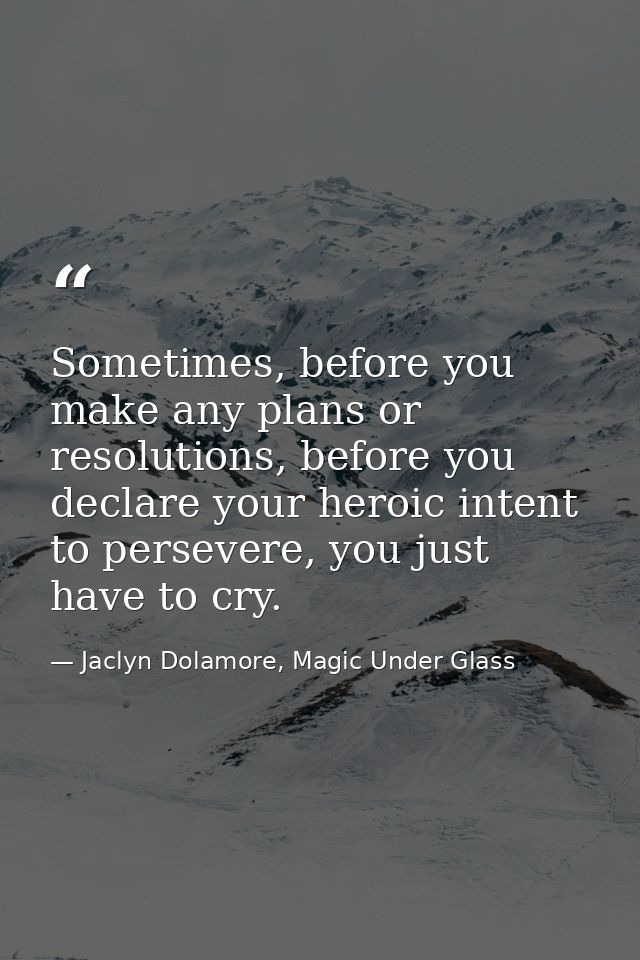 Sometimes, before you make any plans or resolutions, before you declare your heroic intent to persevere, you just have t — Jaclyn Dolamore, Magic Under Glass