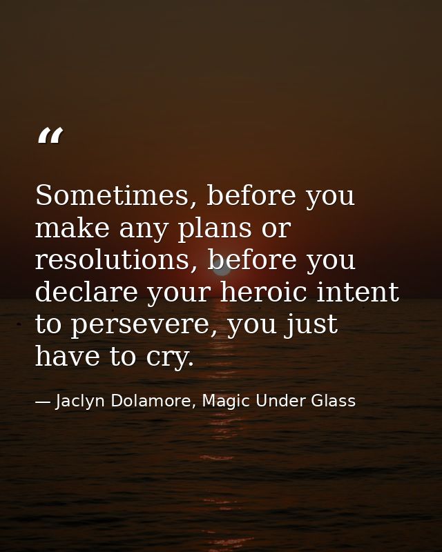 Sometimes, before you make any plans or resolutions, before you declare your heroic intent to persevere, you just have t — Jaclyn Dolamore, Magic Under Glass