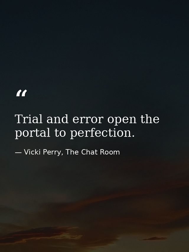 Trial and error open the portal to perfection. — Vicki Perry, The Chat Room
