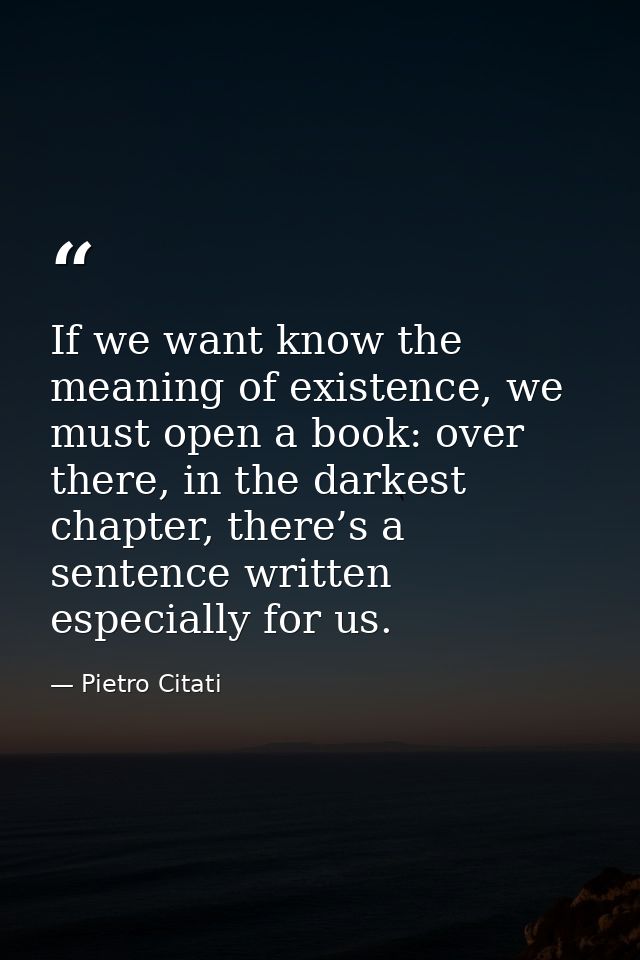 If we want know the meaning of existence, we must open a book: over there, in the darkest chapter, there’s a sentence wr — Pietro Citati