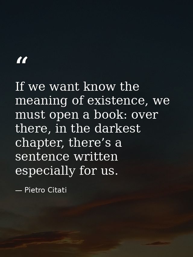 If we want know the meaning of existence, we must open a book: over there, in the darkest chapter, there’s a sentence wr — Pietro Citati