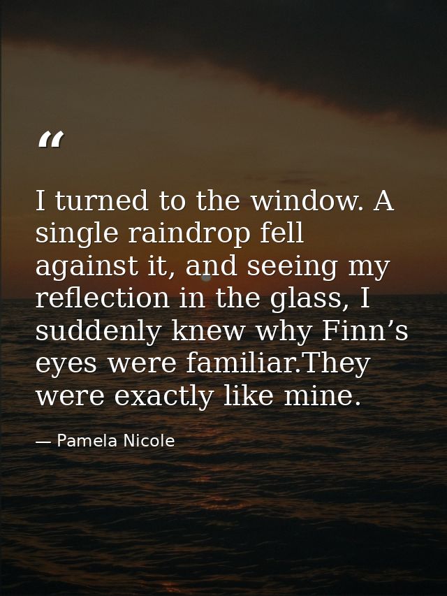 I turned to the window. A single raindrop fell against it, and seeing my reflection in the glass, I suddenly knew why Fi — Pamela Nicole