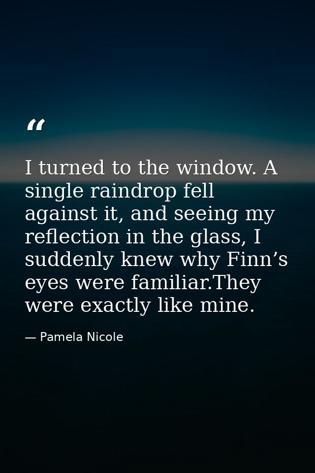 I turned to the window. A single raindrop fell against it, and seeing my reflection in the glass, I suddenly knew why Fi — Pamela Nicole