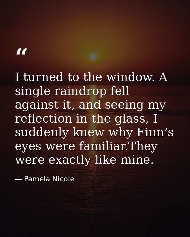 I turned to the window. A single raindrop fell against it, and seeing my reflection in the glass, I suddenly knew why Fi — Pamela Nicole