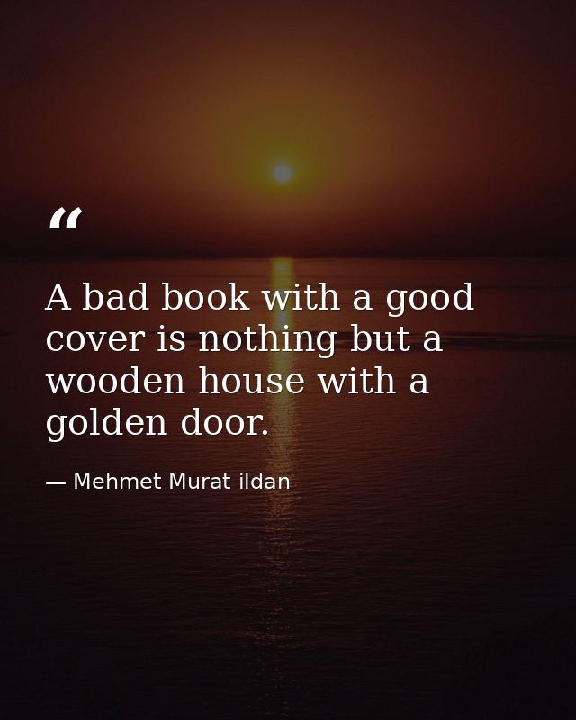 A bad book with a good cover is nothing but a wooden house with a golden door. — Mehmet Murat ildan