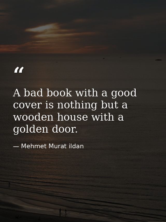 A bad book with a good cover is nothing but a wooden house with a golden door. — Mehmet Murat ildan