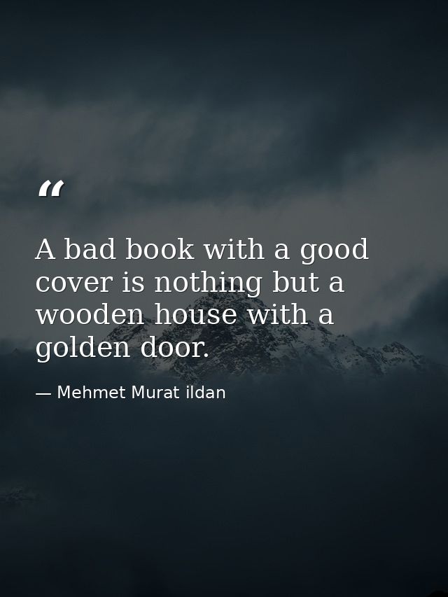 A bad book with a good cover is nothing but a wooden house with a golden door. — Mehmet Murat ildan