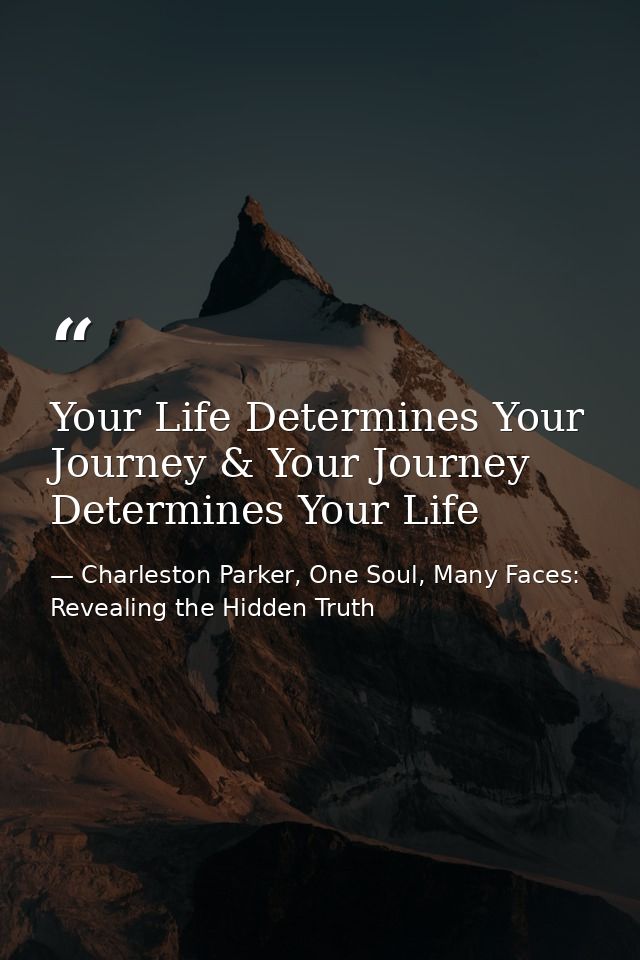 Your Life Determines Your Journey & Your Journey Determines Your Life — Charleston Parker, One Soul, Many Faces: Revealing the Hidden Truth