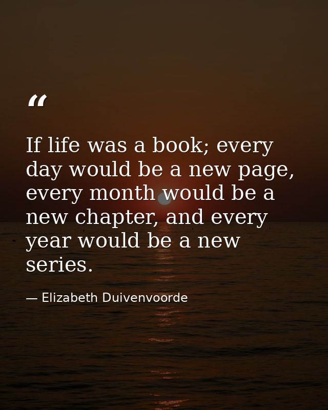 If life was a book; every day would be a new page, every month would be a new chapter, and every year would be a new ser — Elizabeth Duivenvoorde