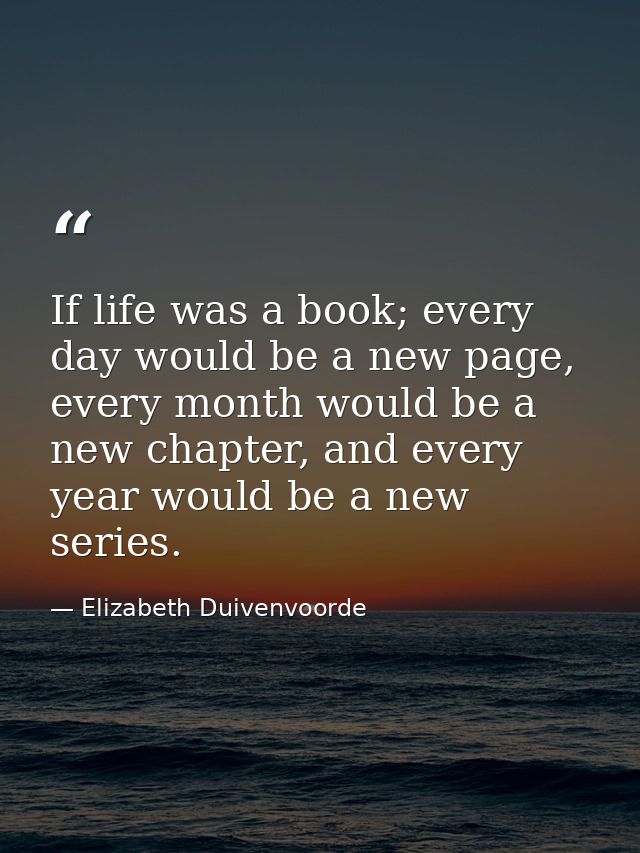 If life was a book; every day would be a new page, every month would be a new chapter, and every year would be a new ser — Elizabeth Duivenvoorde