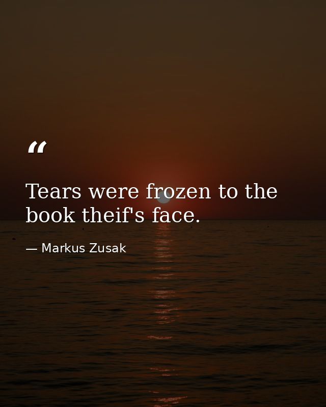 Tears were frozen to the book theif's face. — Markus Zusak
