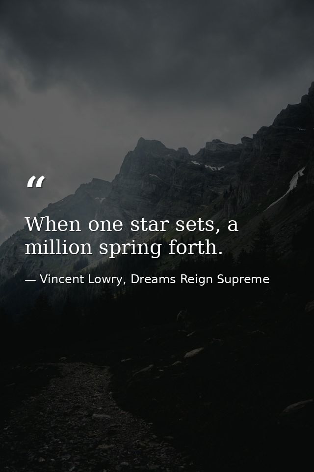 When one star sets, a million spring forth. — Vincent Lowry, Dreams Reign Supreme