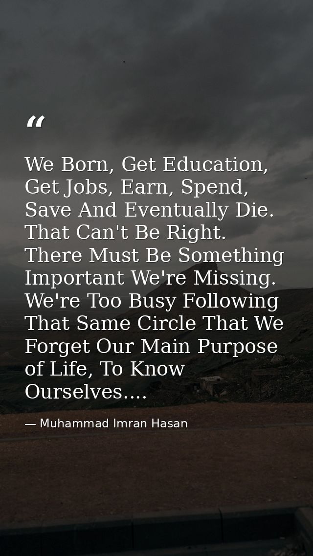We Born, Get Education, Get Jobs, Earn, Spend, Save And Eventually Die. That Can't Be Right. There Must Be Something Imp — Muhammad Imran Hasan