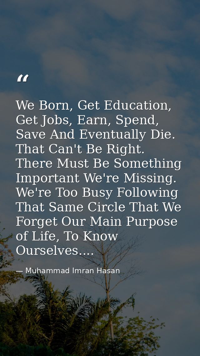 We Born, Get Education, Get Jobs, Earn, Spend, Save And Eventually Die. That Can't Be Right. There Must Be Something Imp — Muhammad Imran Hasan