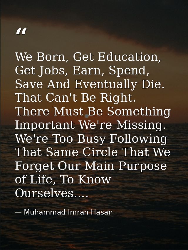 We Born, Get Education, Get Jobs, Earn, Spend, Save And Eventually Die. That Can't Be Right. There Must Be Something Imp — Muhammad Imran Hasan
