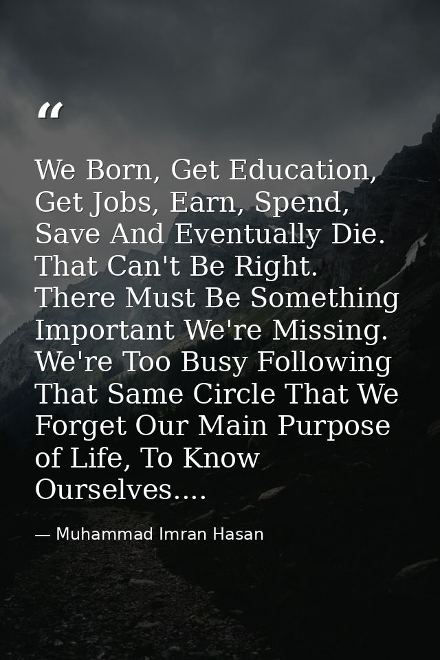 We Born, Get Education, Get Jobs, Earn, Spend, Save And Eventually Die. That Can't Be Right. There Must Be Something Imp — Muhammad Imran Hasan