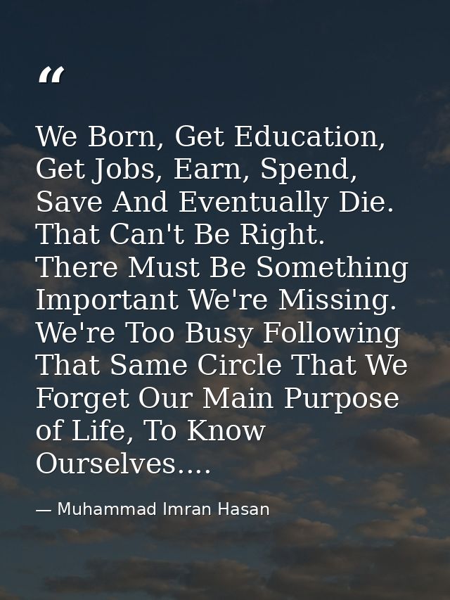 We Born, Get Education, Get Jobs, Earn, Spend, Save And Eventually Die. That Can't Be Right. There Must Be Something Imp — Muhammad Imran Hasan