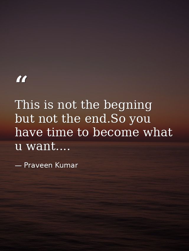 This is not the begning but not the end.So you have time to become what u want.... — Praveen Kumar