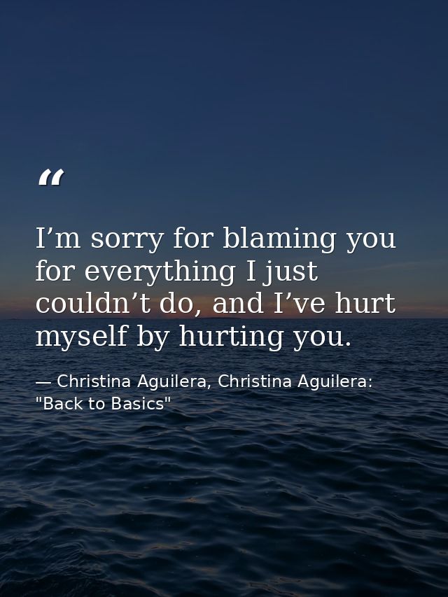 I’m sorry for blaming you for everything I just couldn’t do, and I’ve hurt myself by hurting you. — Christina Aguilera, Christina Aguilera: "Back to Basics"