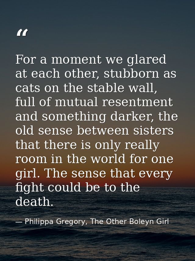 For a moment we glared at each other, stubborn as cats on the stable wall, full of mutual resentment and something darke — Philippa Gregory, The Other Boleyn Girl