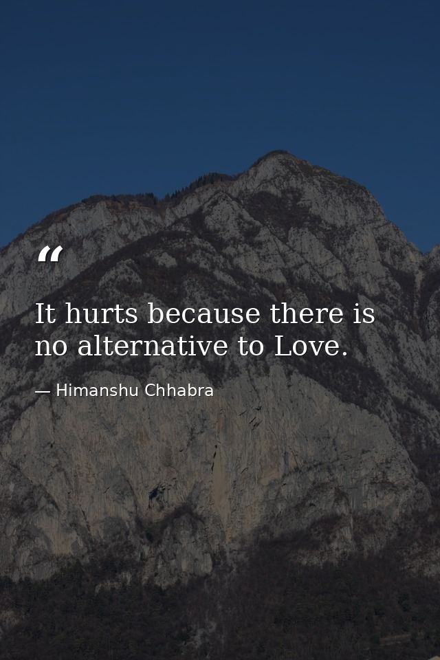 It hurts because there is no alternative to Love. — Himanshu Chhabra