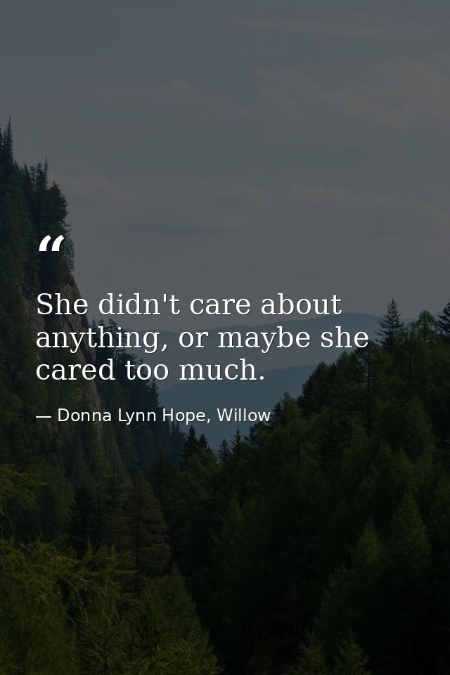 She didn't care about anything, or maybe she cared too much. — Donna Lynn Hope, Willow